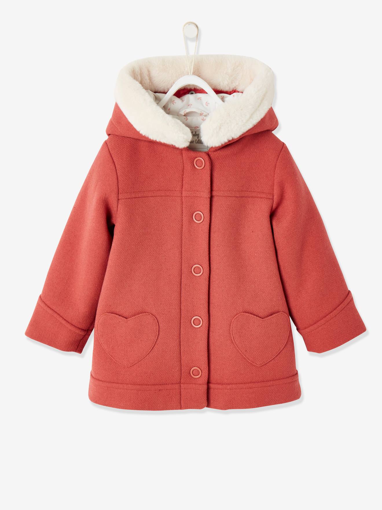 Manteau à capuche bébé fille rouge