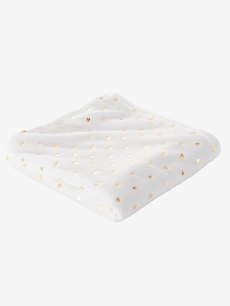 Vertbaudet - Plaid enfant en polaire motifs dorés écru / coeurs dorés