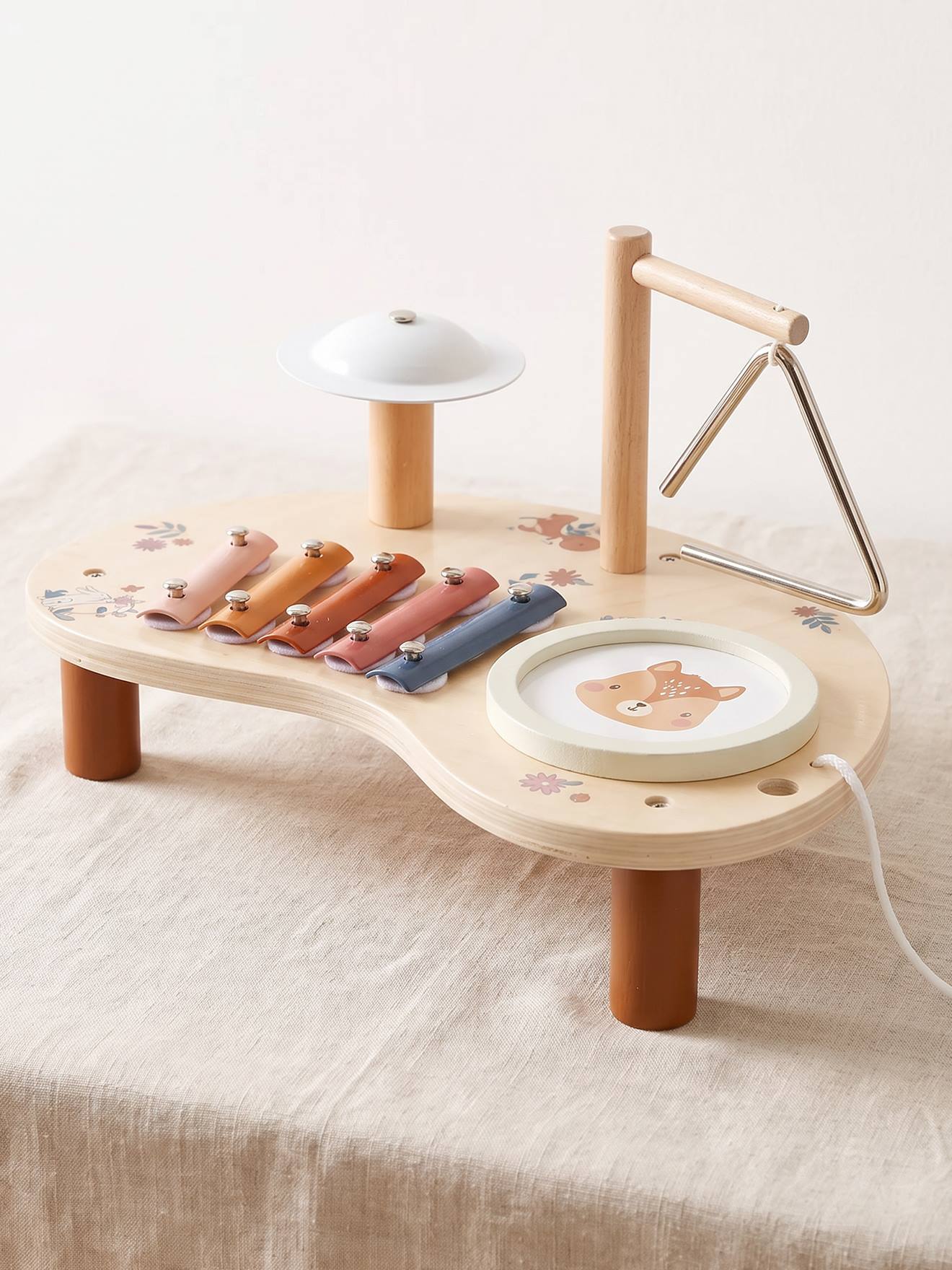 Mini table d'activités musicale en bois FSC® rétro flower (Vertbaudet) - Image 1