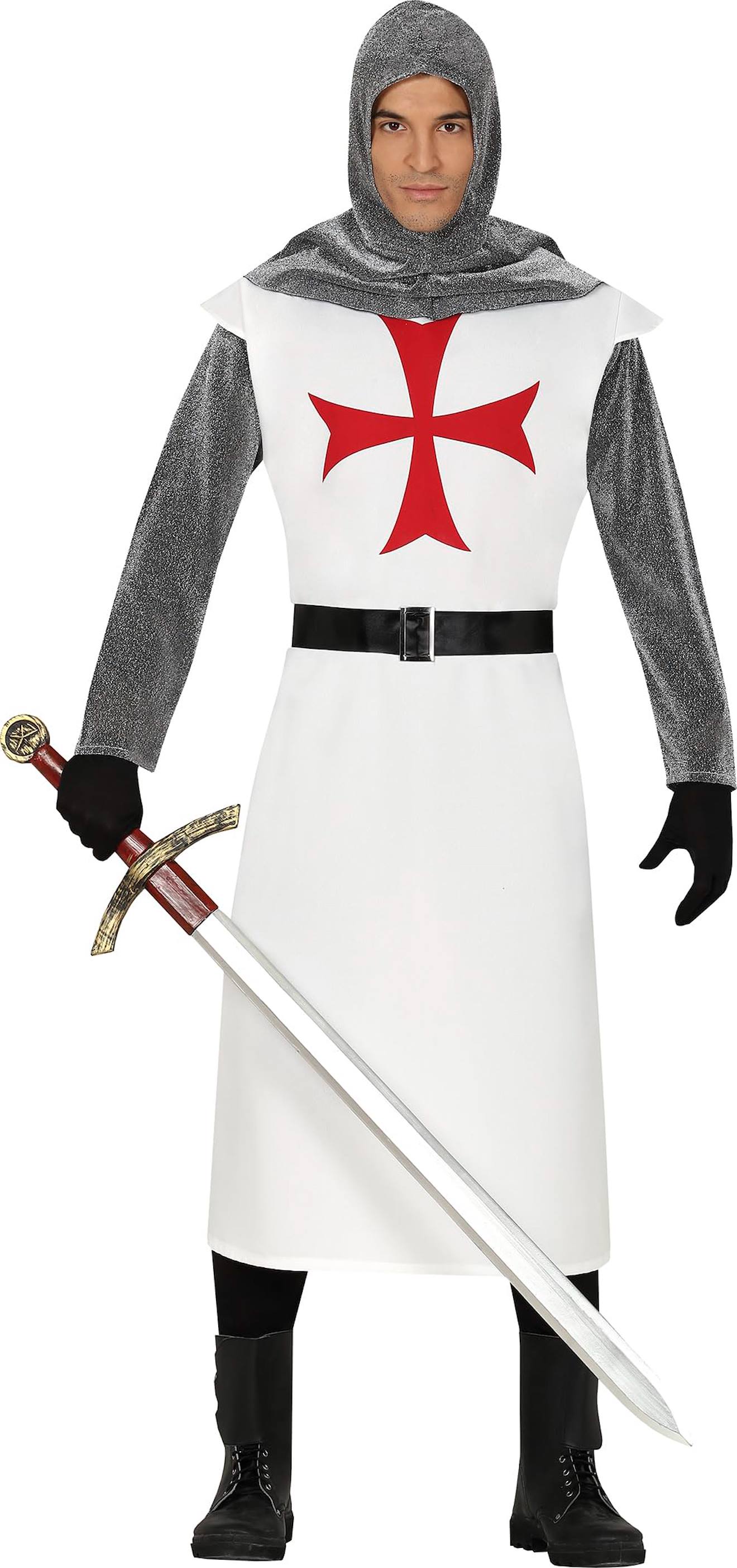 Déguisement Enfant Templier Médiéval Avec Ceinture Blanc, Argent Déguisement Enfant Templier Médiéval Avec Ceinture Blanc, Argent