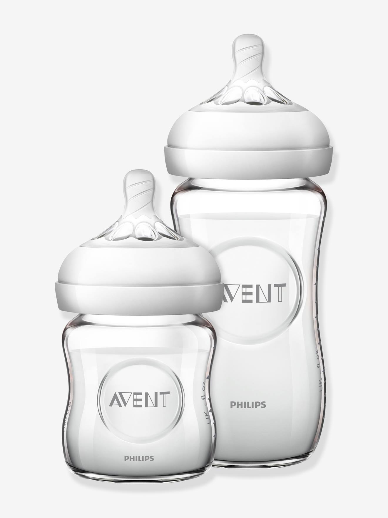 Kit nouveau-né : 2 biberons en verre (125 + 240 ml) Philips AVENT Natural - transparent