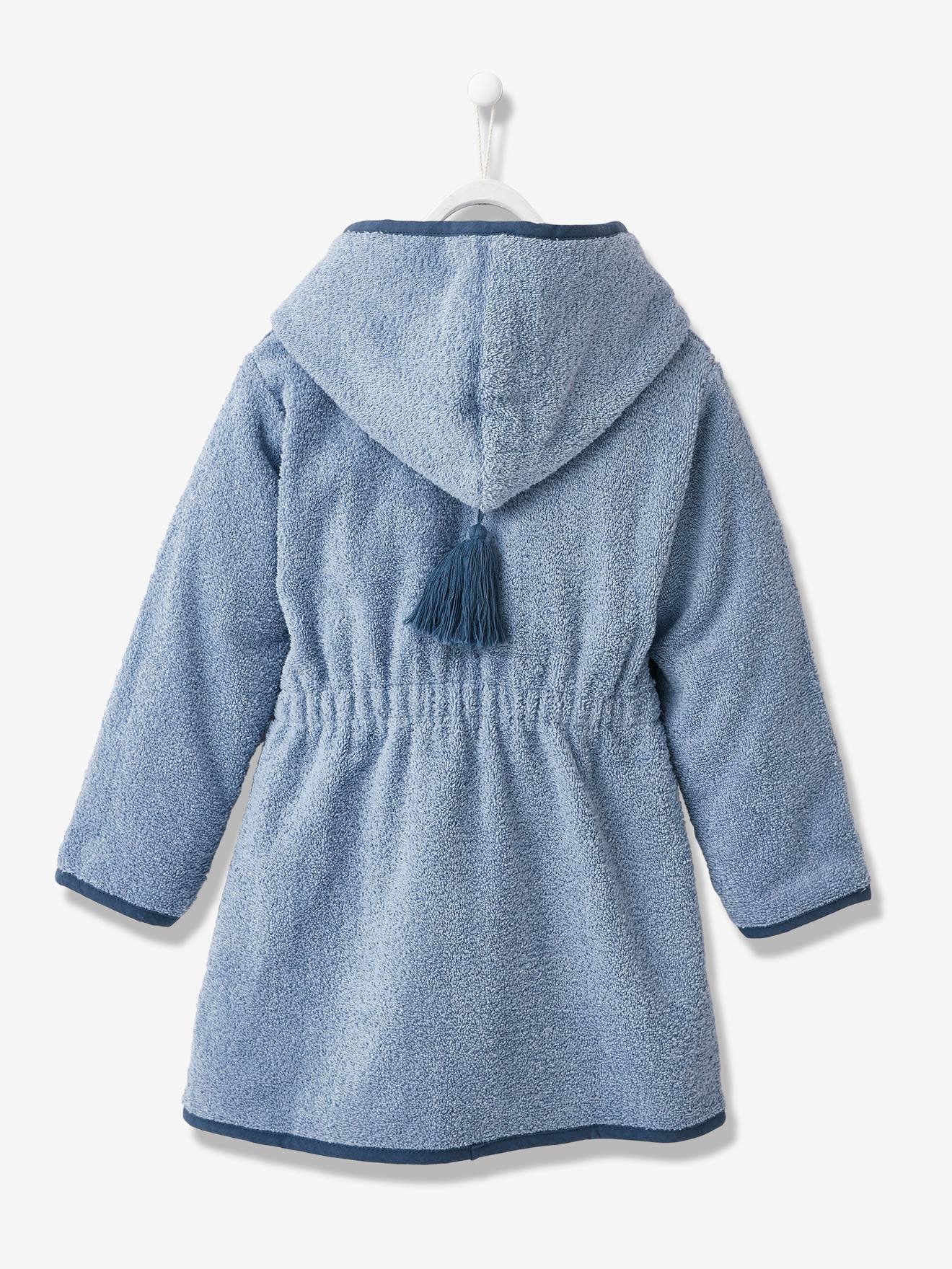 Peignoir De Bain Enfant A Capuche A Personnaliser Oeko Tex Bleu Vertbaudet