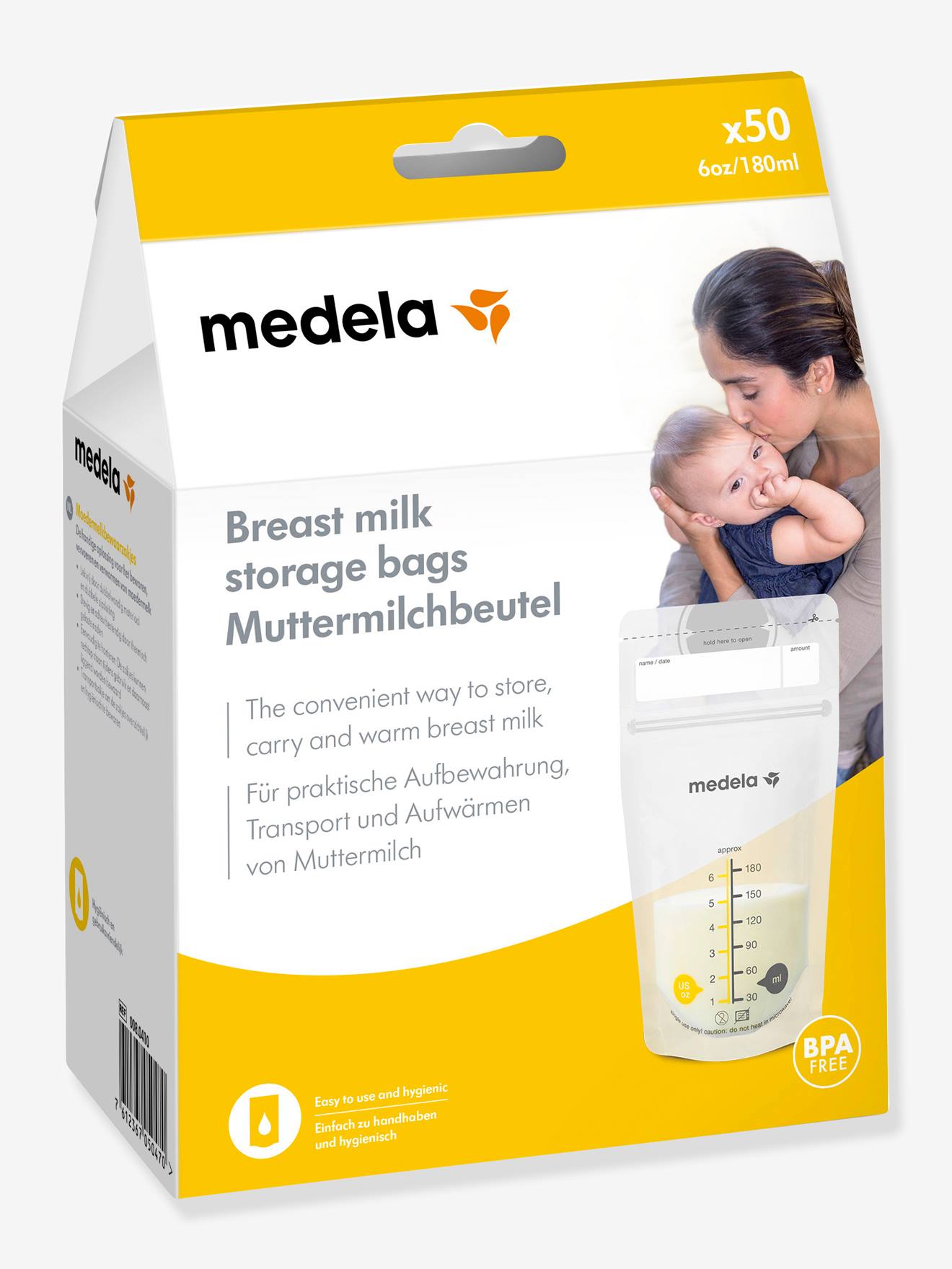 Boîte de50 sachets de conservation pour lait maternel Pump&Save MEDELA transparent