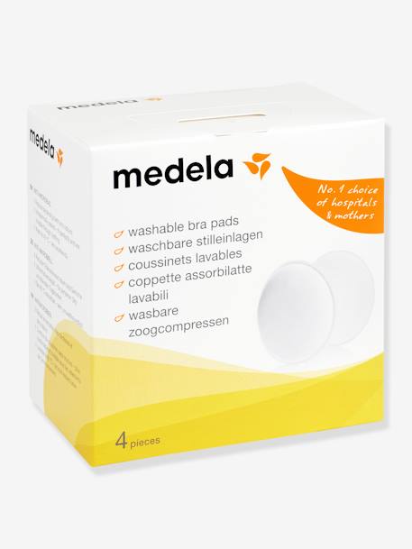 Medela - Boîte de 4 coussinets d'allaitement lavables Safe & Dry blanc
