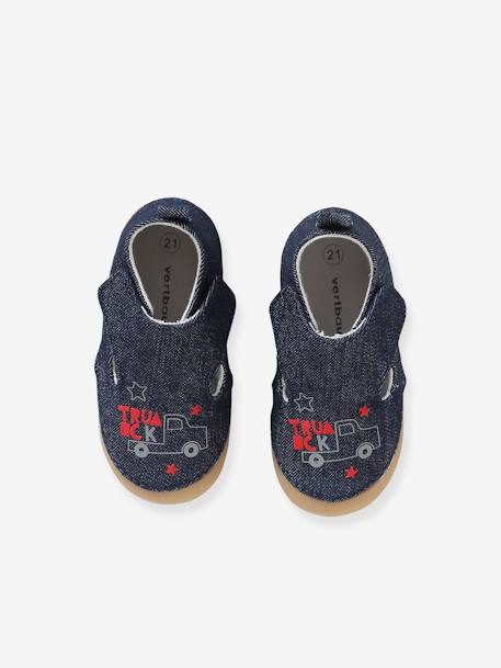 Chaussons Scratches Bebe Garcon En Toile Bleu Denim Vertbaudet