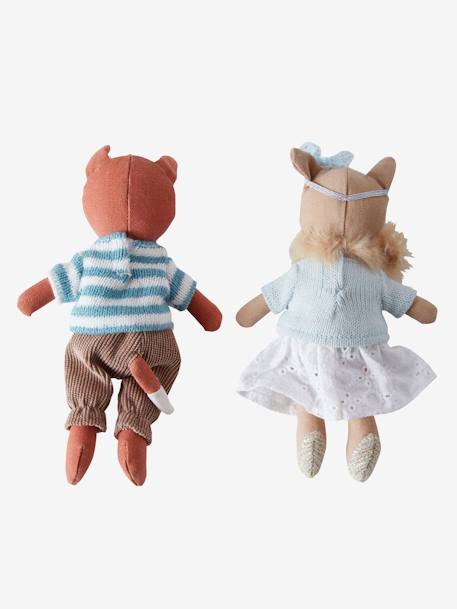 Lot de 2 poupées en lin Renard + Renarde multicolore 4 - vertbaudet enfant 