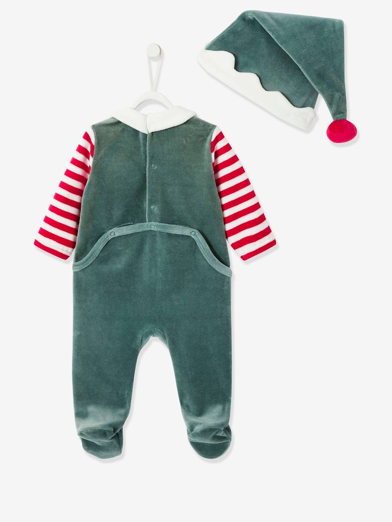 Coffret cadeau de Noël bébé mixte pyjama + bonnet Joyeux Lutin vert