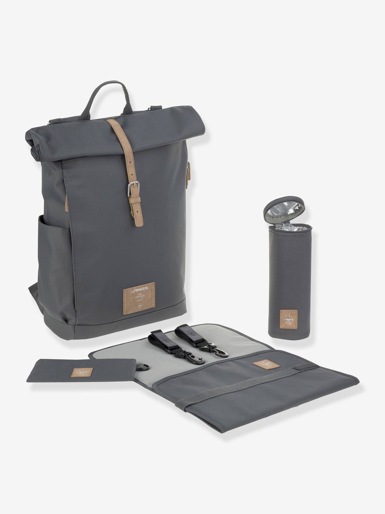 Sac à dos à langer Green Label LÄSSIG Rolltop gris anthracite (Lassig) - Image 2