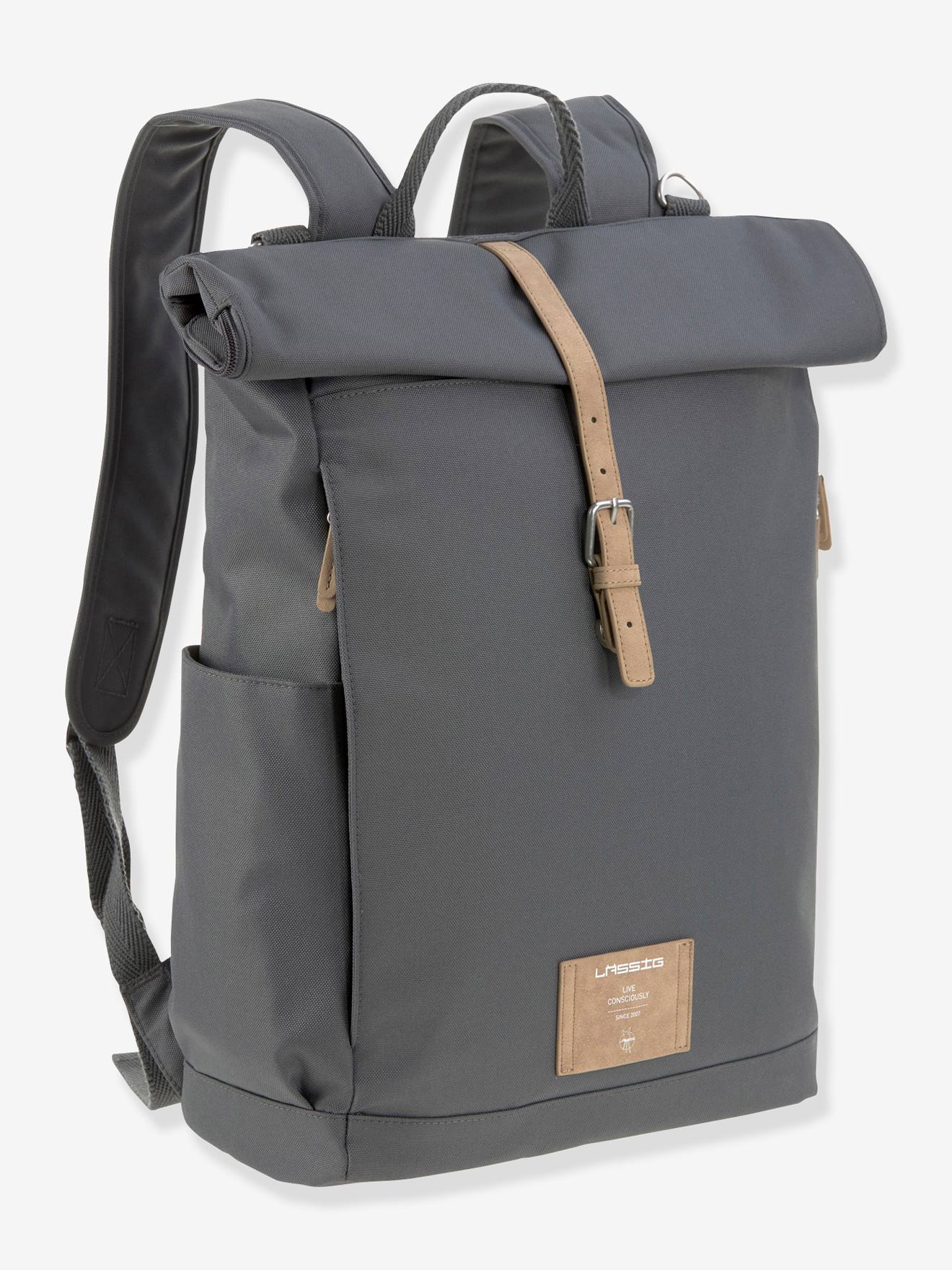 Sac à dos à langer Green Label LÄSSIG Rolltop gris anthracite (Lassig) - Image 1
