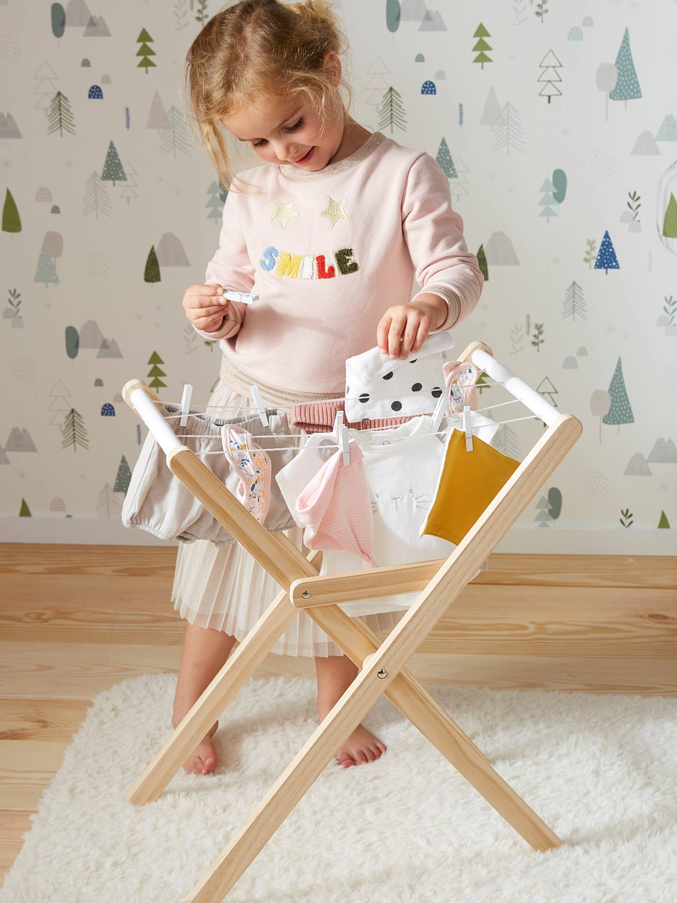 Etendoir à linge en bois FSC® blanc