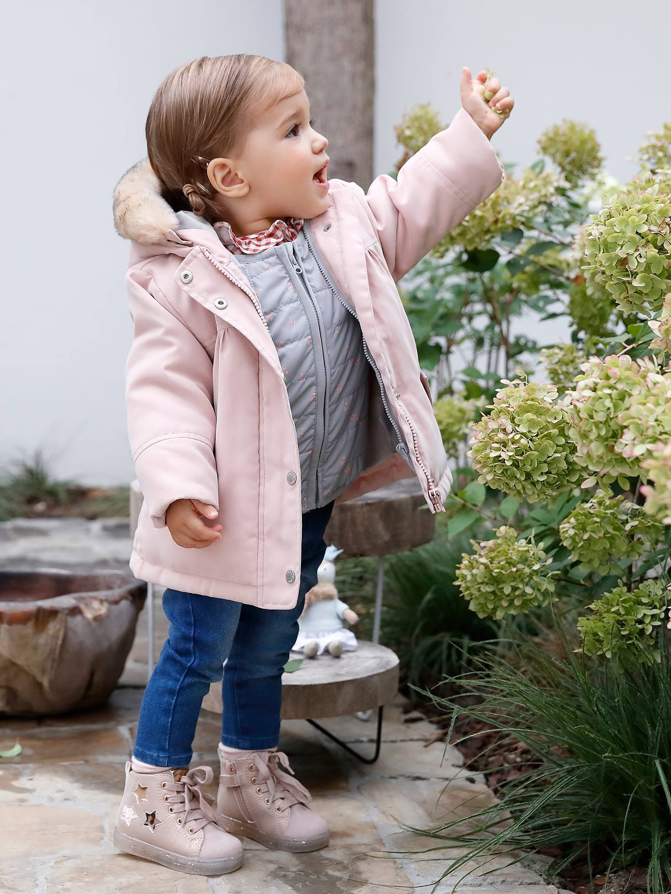 Parka 3 en 1 bébé fille rose pâle
