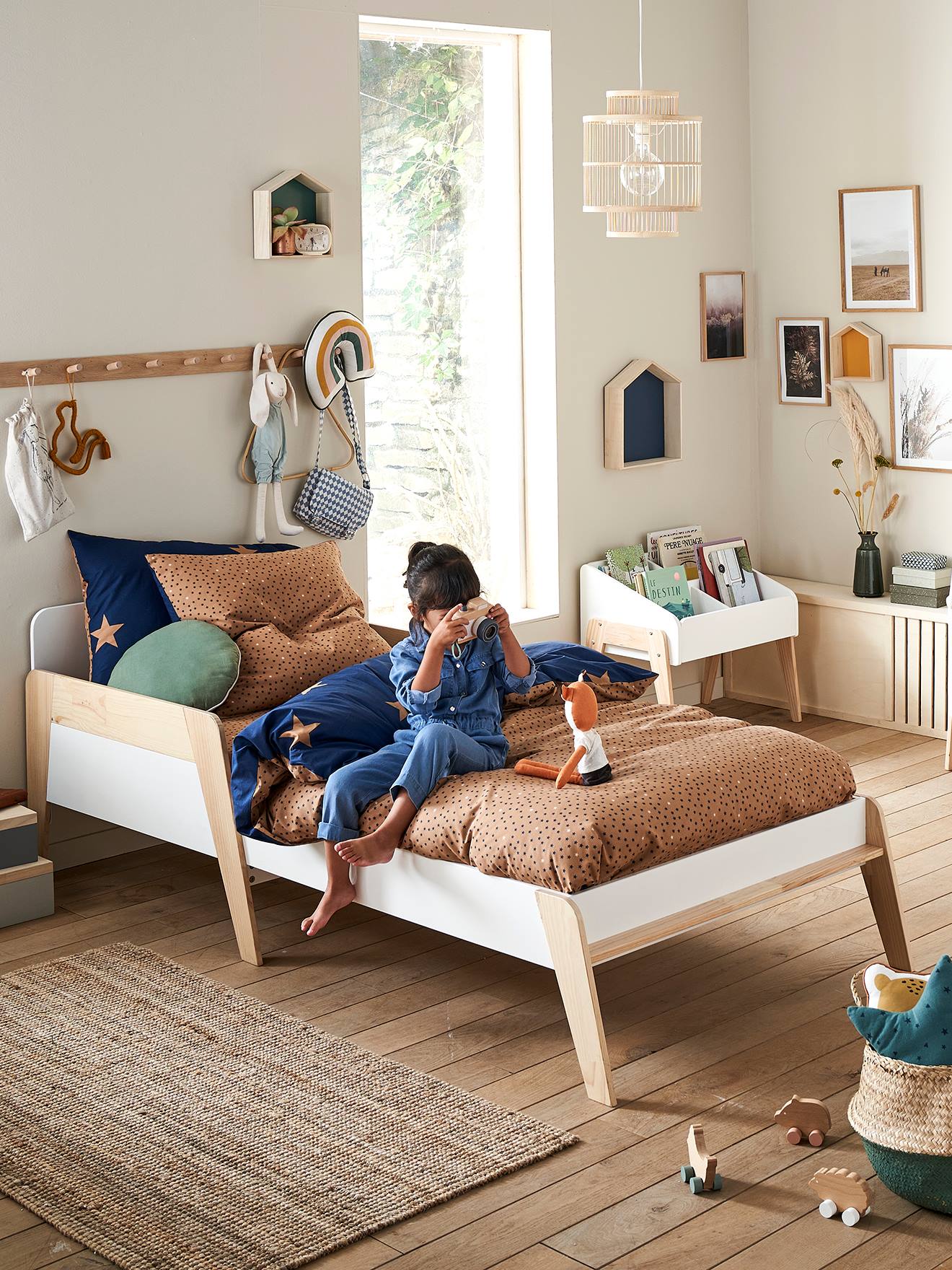 Lit enfant évolutif 3 tailles LIGNE RETRO blanc mate