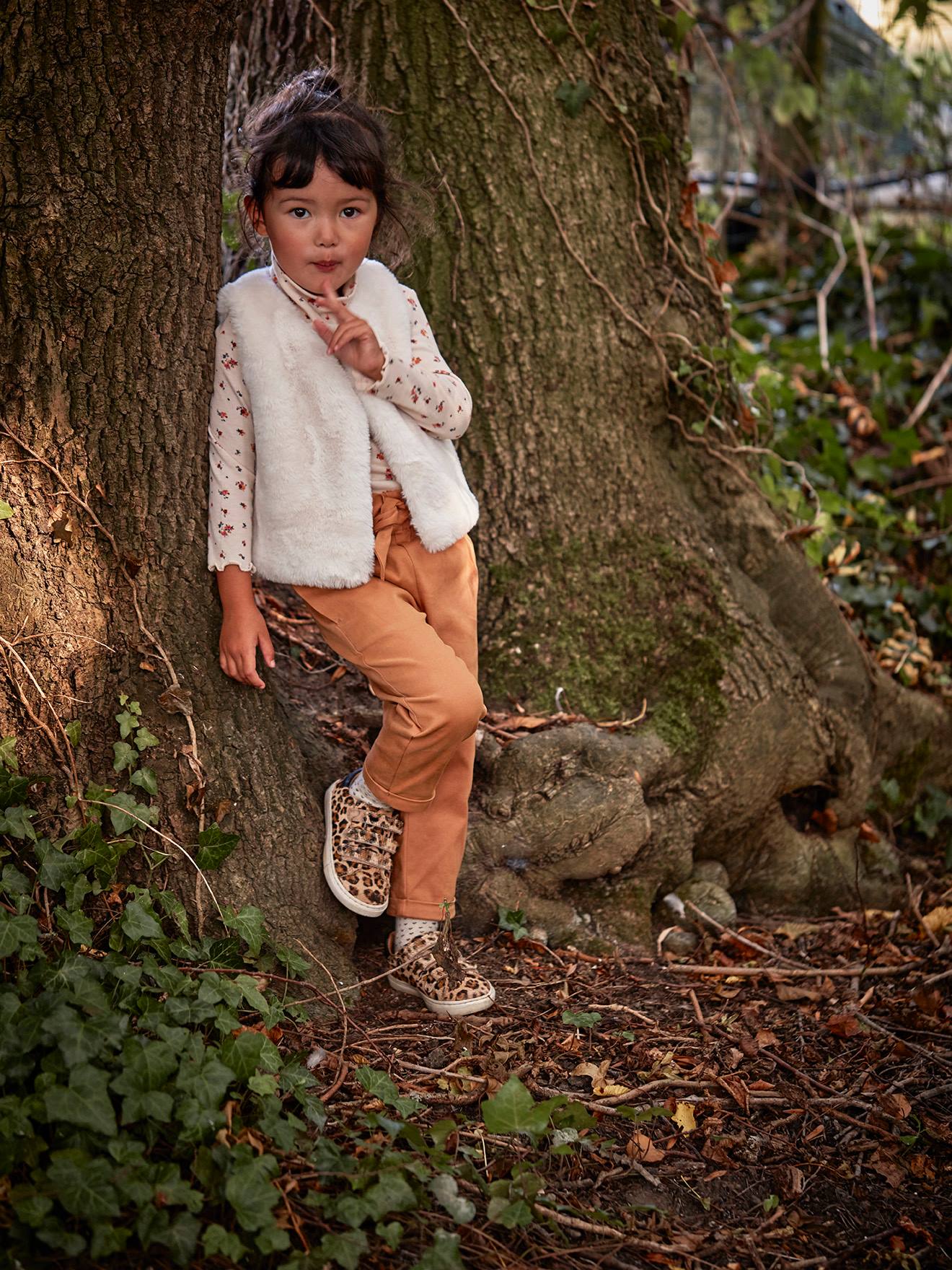 Gilet sans manches imitation fourrure fille blanc clair uni