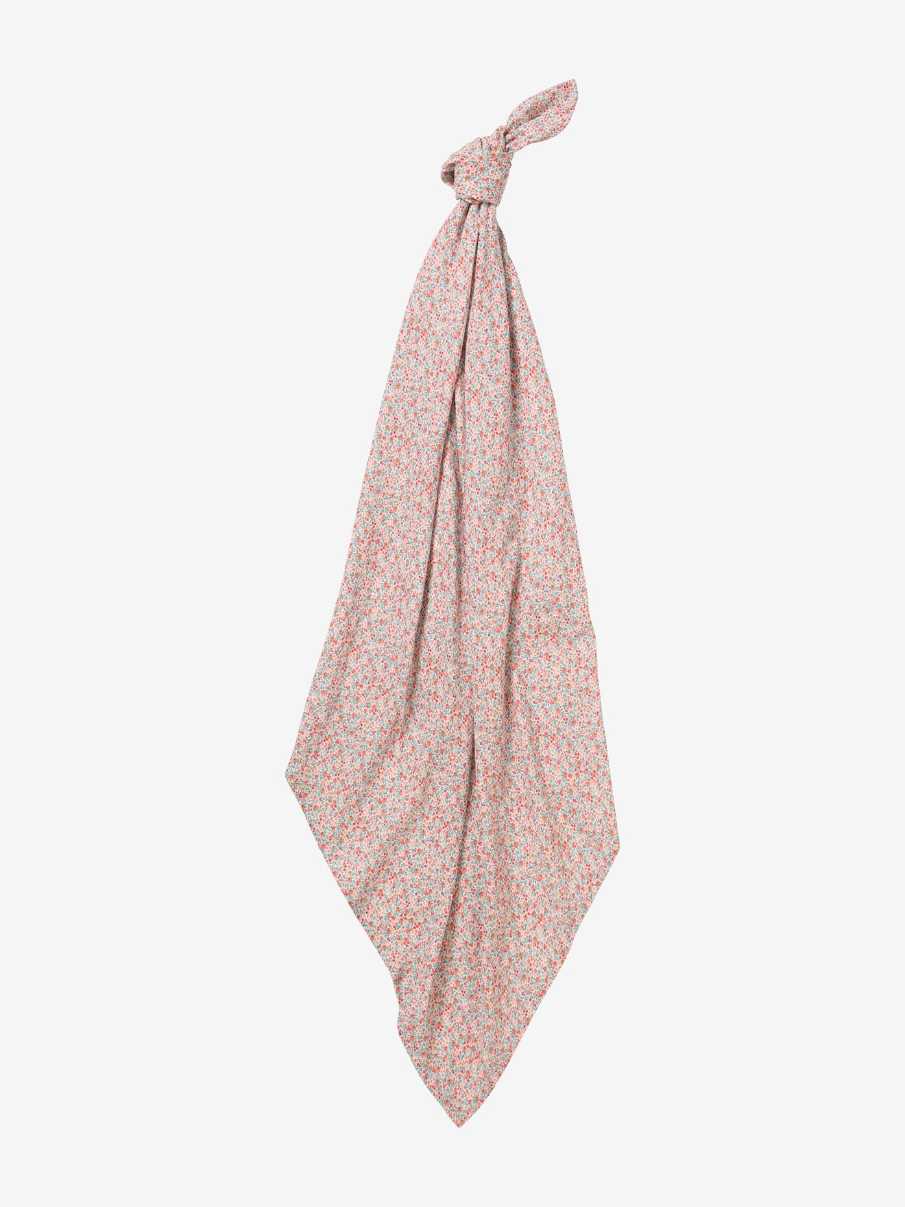 Lot de 2 maxi langes 120x120 cm pour emmaillotage rose/fleurs (Vertbaudet) - Image 1
