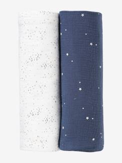 -Lot de 2 maxi langes 120x120 cm pour emmaillotage