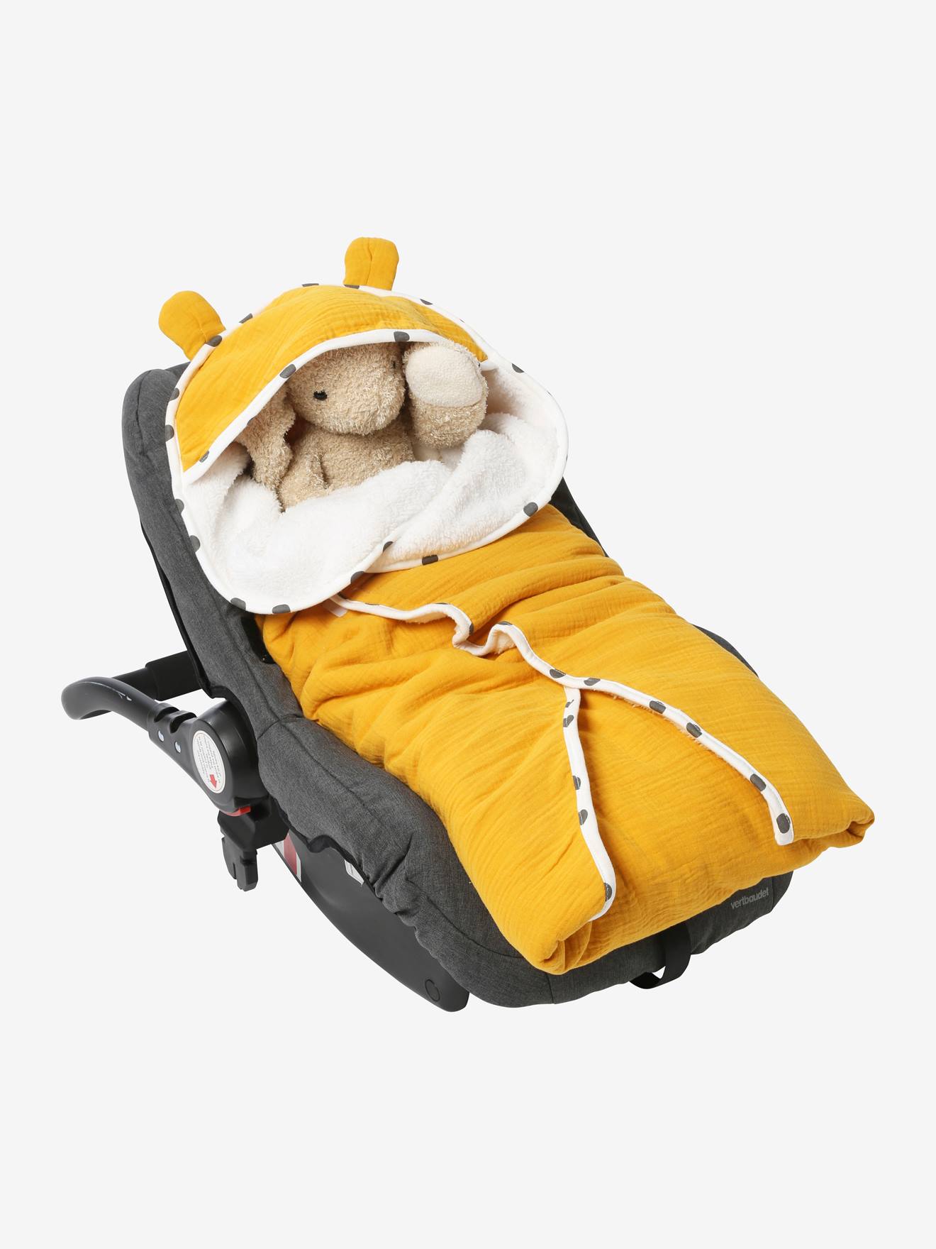 Plaid A Capuche Pour Siege Auto Coque Rose Biais Fleuri Vertbaudet