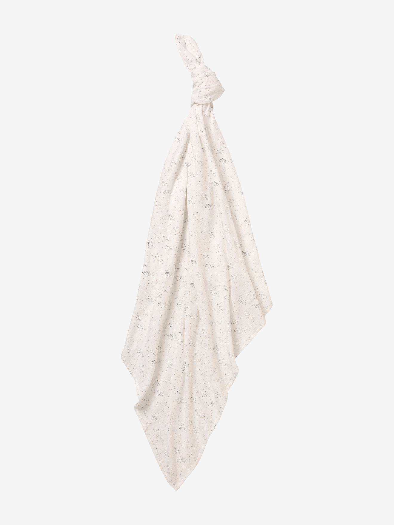 Lot de 2 maxi langes 120x120 cm pour emmaillotage marine/blanc (Vertbaudet) - Image 2