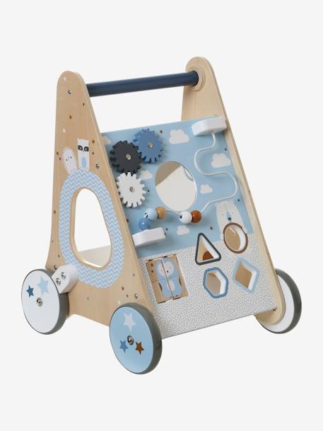 Chariot de marche avec freins en bois FSC® bleu+multicolore+rose 6 - vertbaudet enfant 