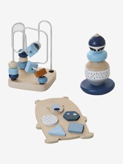 Idées cadeaux bébés et enfants-Coffret de 3 jeux d'éveil en bois FSC®