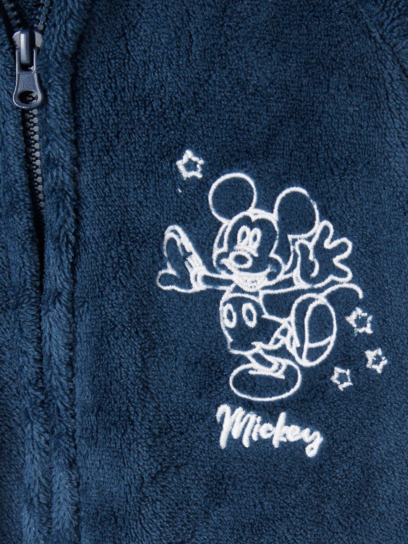 Combi Pilote Bebe Garcon Disney Mickey En Sherpa Capuche Fantaisie Bleu Jean Mickey