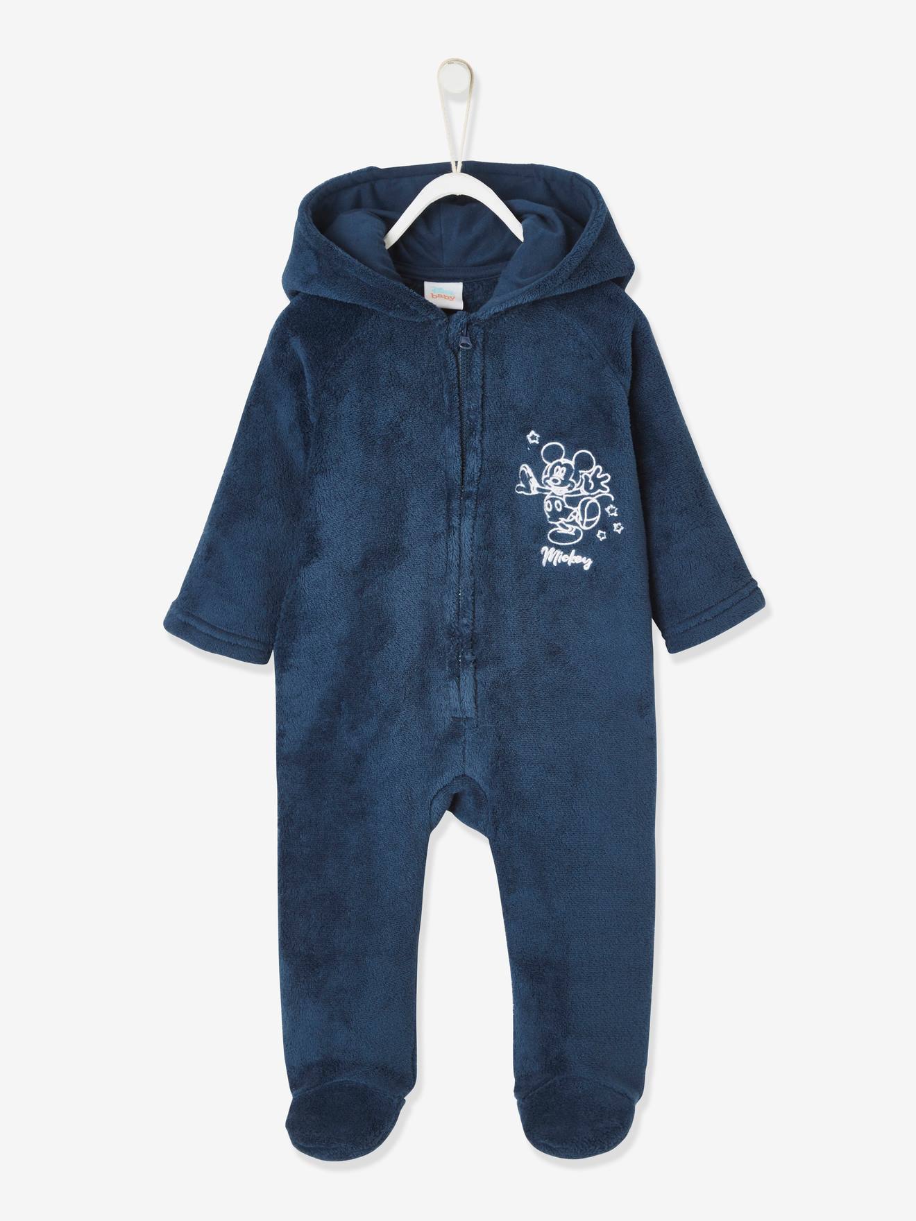 Combi-pilote bébé garçon Disney Mickey® ensherpa, capuche fantaisie bleu jean