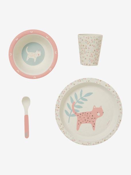 Set De Vaisselle En Bambou Mini Zoo Rose Vertbaudet