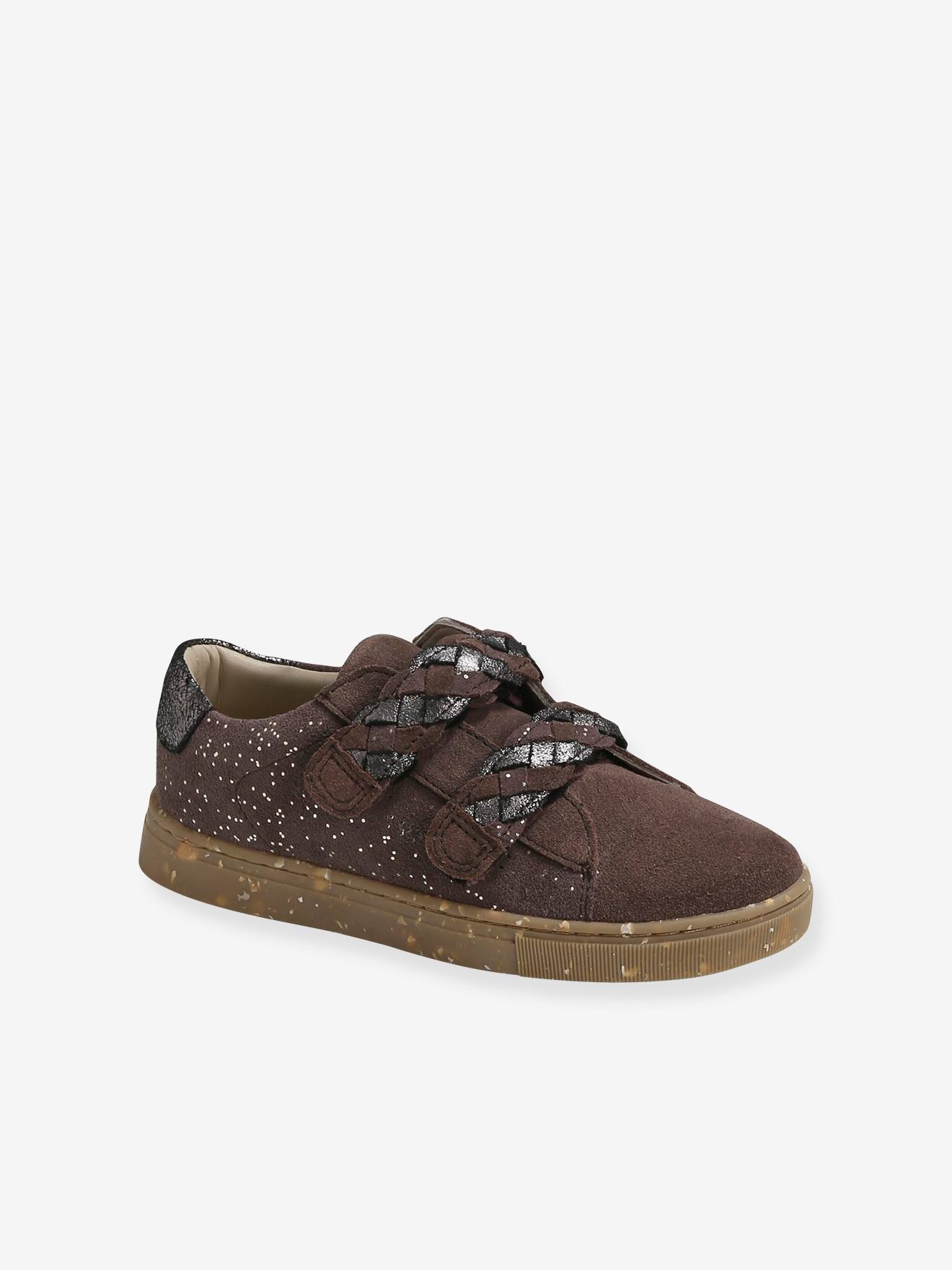 Baskets scratchées cuir fille collection maternelle taupe