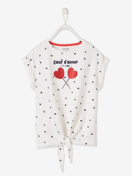 T-shirt imprimé détails irisés fille Oeko-Tex® blanc imprimé+rose imprimé 1 - vertbaudet enfant 