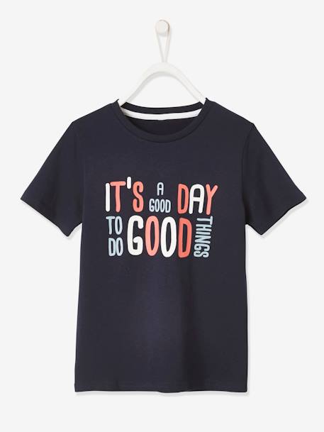 T-shirt à message garçon manches courtes Oeko-Tex® BLEU ELECTRIQUE+encre+JAUNE+ROUGE 4 - vertbaudet enfant 