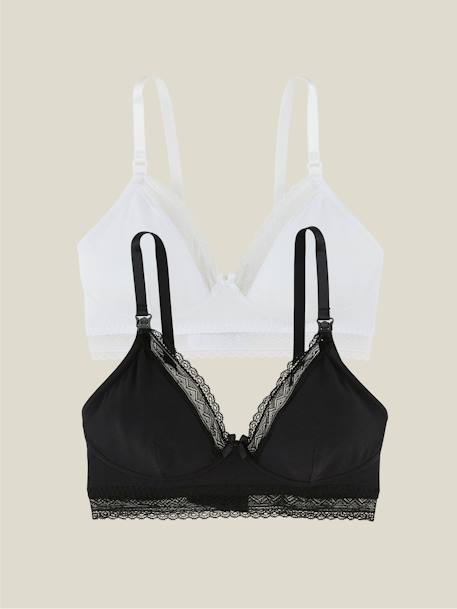 2 soutiens-gorge d'allaitement sans armatures Gris anthracite / noir+Noir / Blanc+rose poudré 12 - vertbaudet enfant 