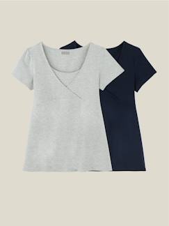 Vêtements de grossesse-Allaitement-Lot de 2 T-shirts cache-coeur grossesse et allaitement