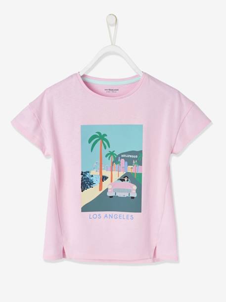 T-shirt motif 'city' fille manches courtes Oeko-Tex® blanc+parme+rose poudré 5 - vertbaudet enfant 