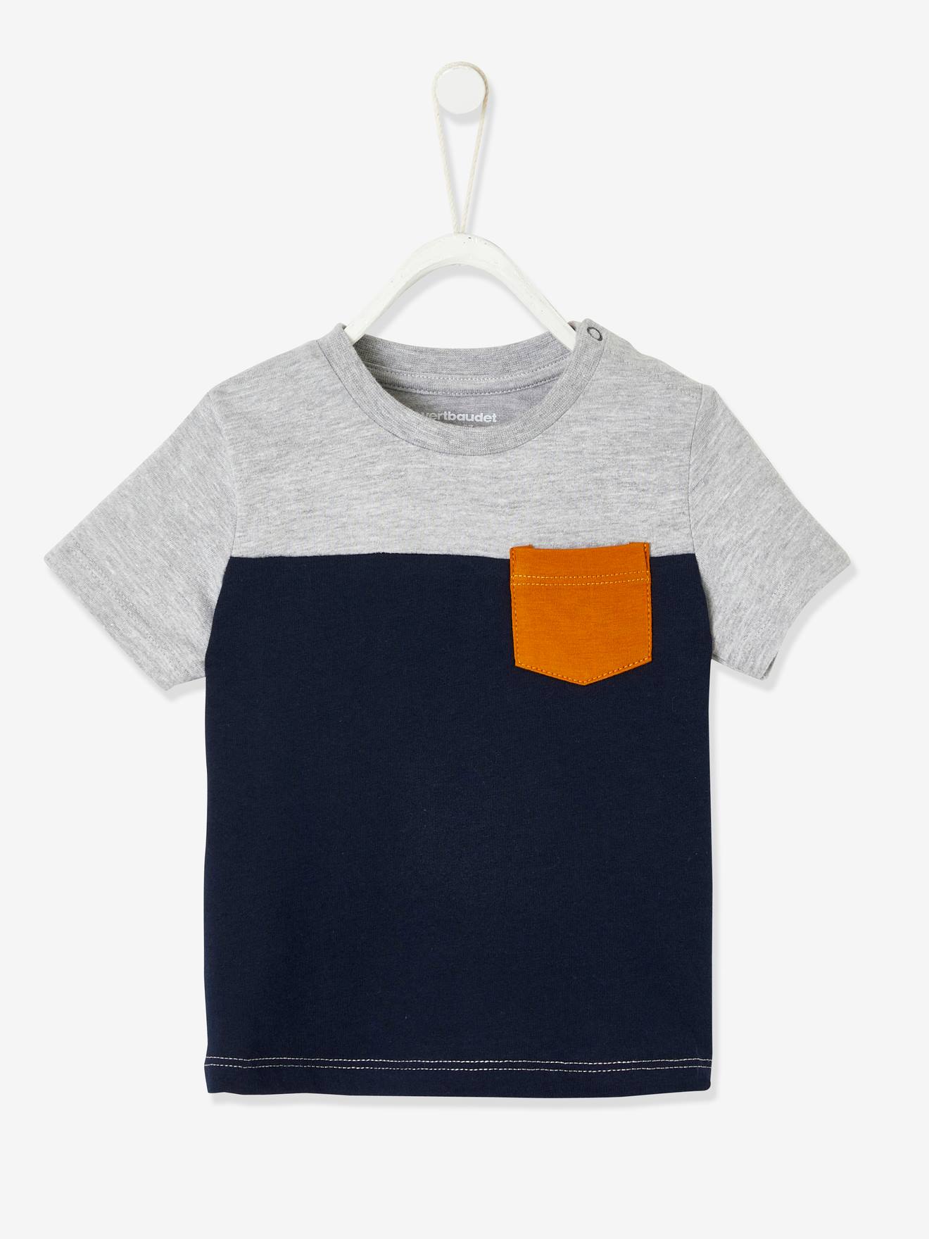 T-shirt colorblock bébé manches courtes gris chiné