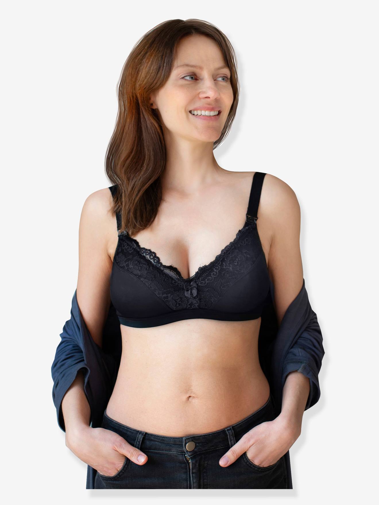 Soutien-gorge d'allaitement finition dentelle noir