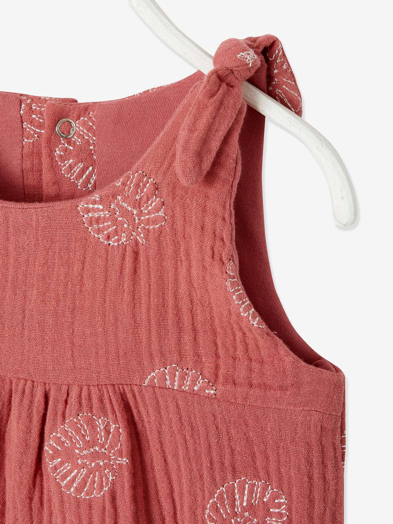 Combinaison Bebe Naissance Brodee En Gaze De Coton Tilleul Vertbaudet