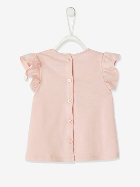 T-shirt avec fleurs en relief bébé écru+rose grisé 9 - vertbaudet enfant 