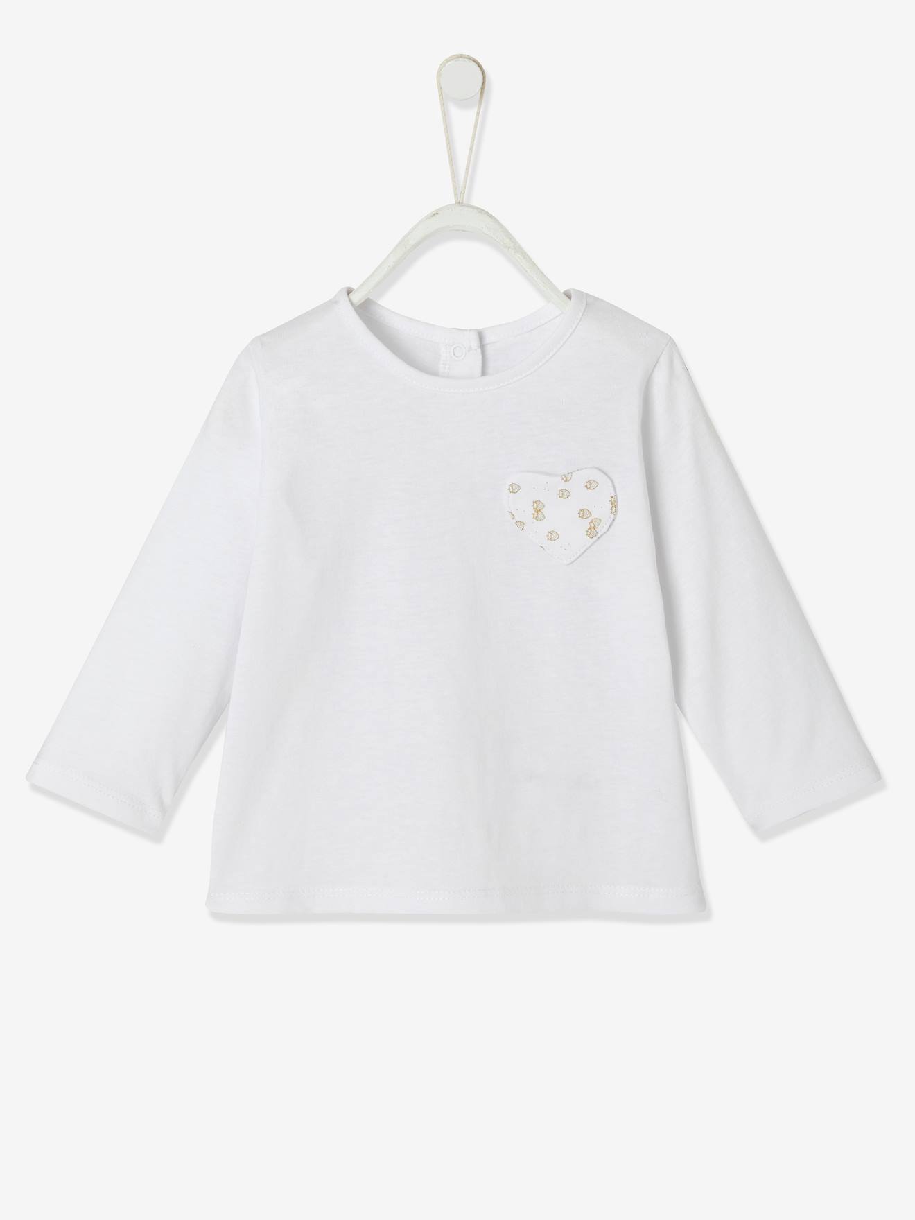 T-shirt bébé fille poche coeur et fraises blanc