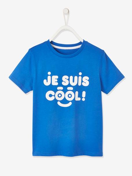 T-shirt à message garçon manches courtes Oeko-Tex® BLEU ELECTRIQUE+encre+JAUNE+ROUGE 1 - vertbaudet enfant 