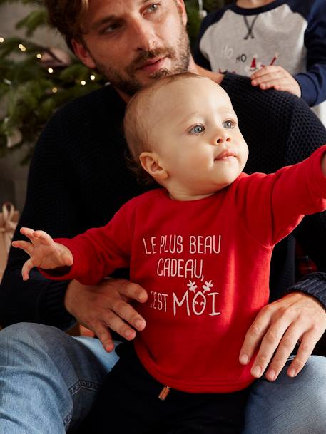 Sweat de Noël bébé garçon avec message Oeko-Tex® rouge brique 1 - vertbaudet enfant 