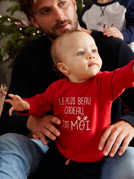 Sweat De Noel Bebe Garcon Avec Message Oeko Tex Rouge Brique Vertbaudet