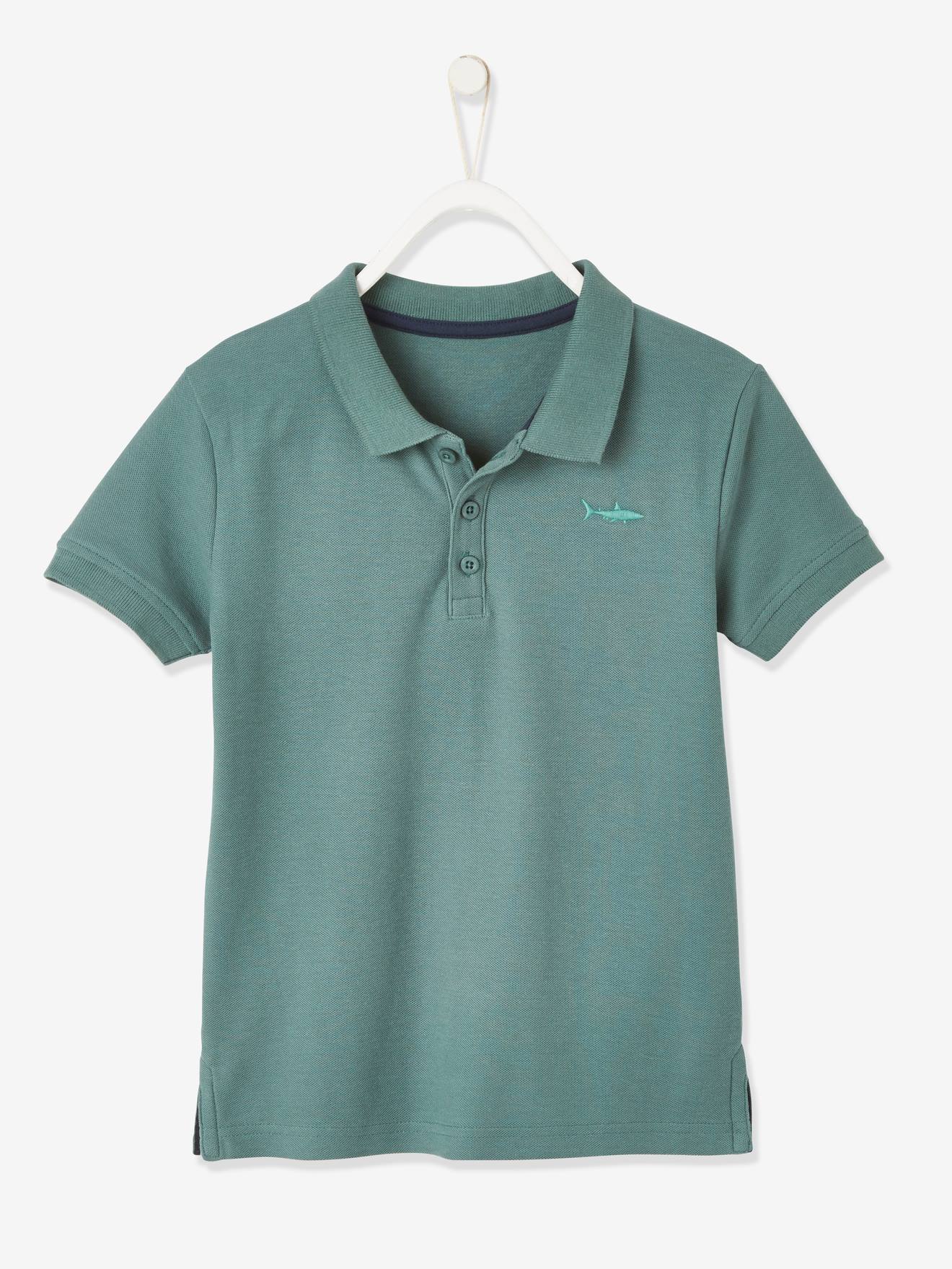 Vertbaudet - Polo manches courtes broderie poitrine garçon kaki clair