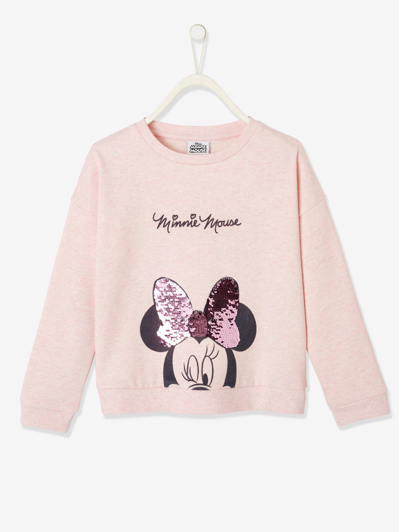 Sweat Disney Minnie® fille détail en sequins réversible rose chiné