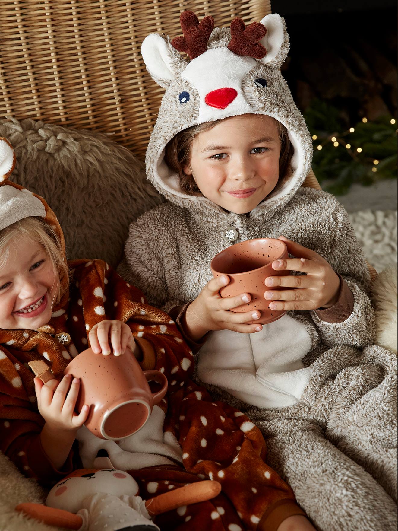 Surpyjama Renne enfant effet peluche collection capsule famille mixed beige