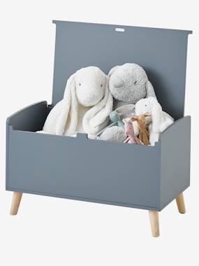 Coffre à jouets sur roulettes - Coffre de rangement en bois avec cordon - Rose