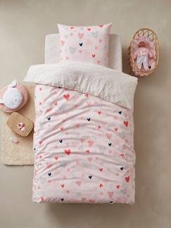 Parure housse de couette et taie d'oreiller enfant COEURS EN FETE  - vertbaudet enfant