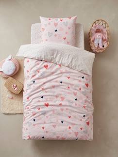 Linge de maison et décoration-Linge de lit enfant-Parure housse de couette + taie d'oreiller essentiels enfant COEURS EN FETE