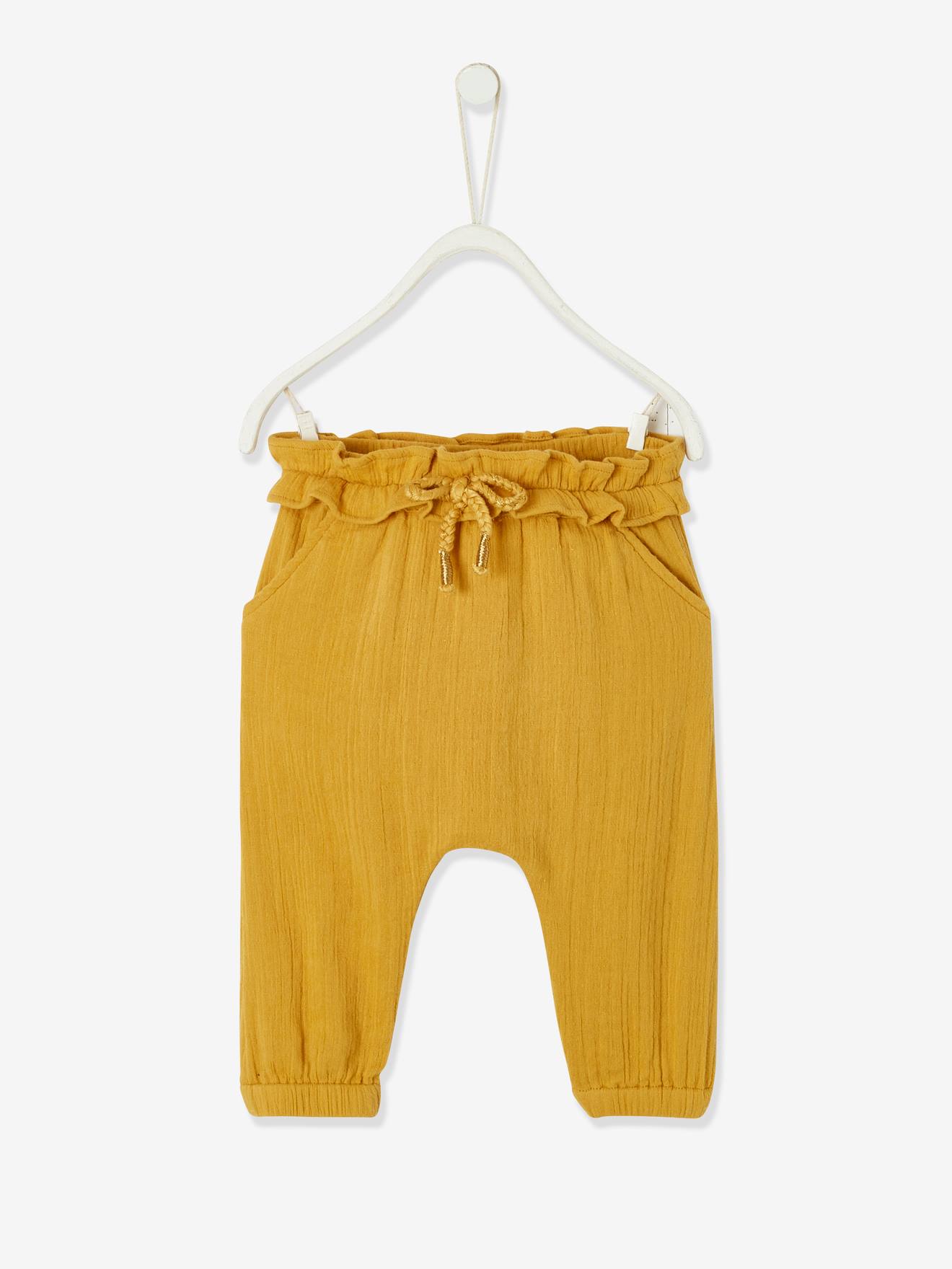 Pantalon taille élastiquée bébé fille moutarde