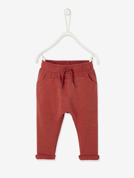 Pantalon Molleton Bebe Garcon Uni Brique Vertbaudet