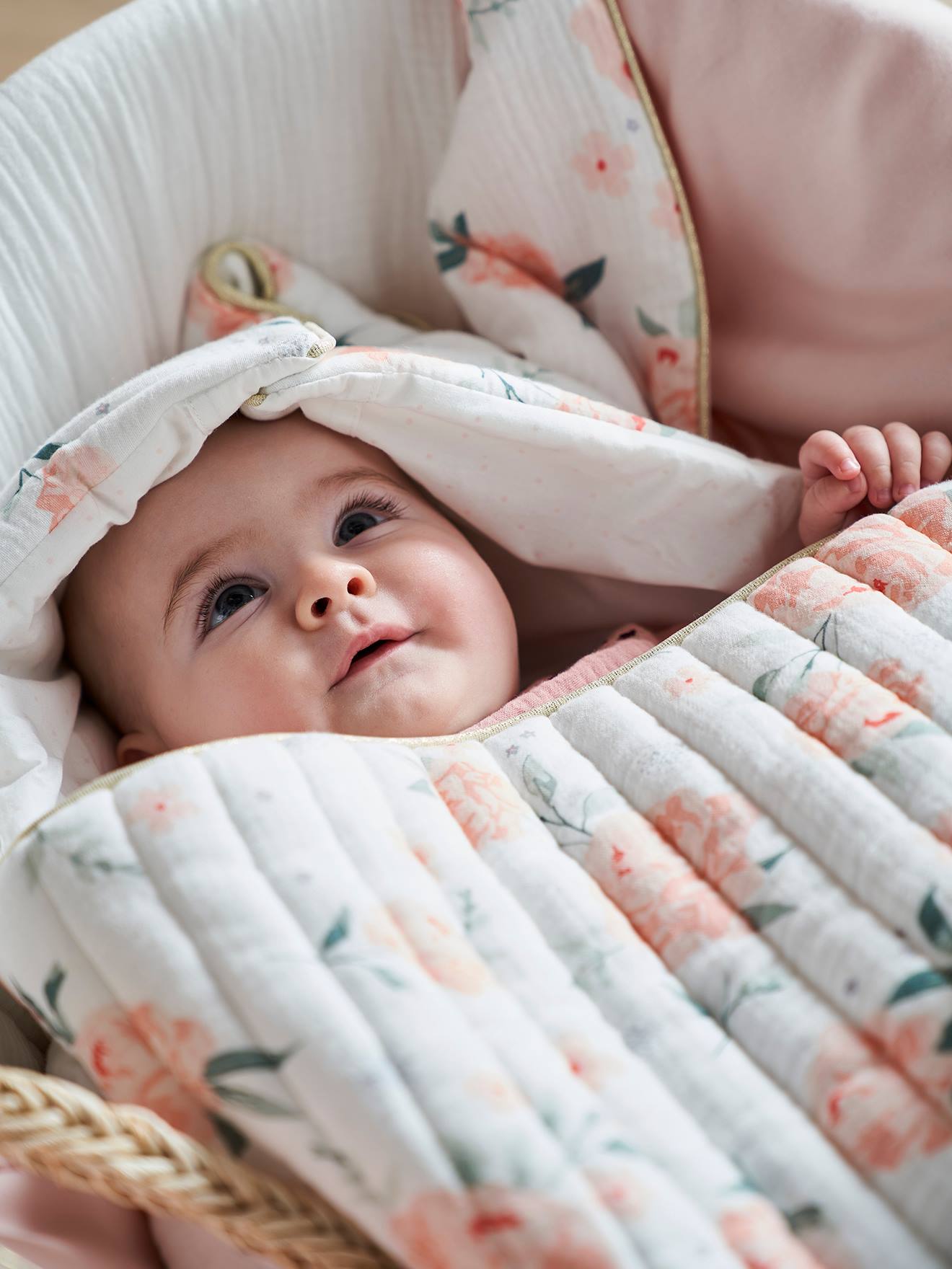 Nid d'ange couverture nomade coton éponge légere bébé 0-12 mois rose