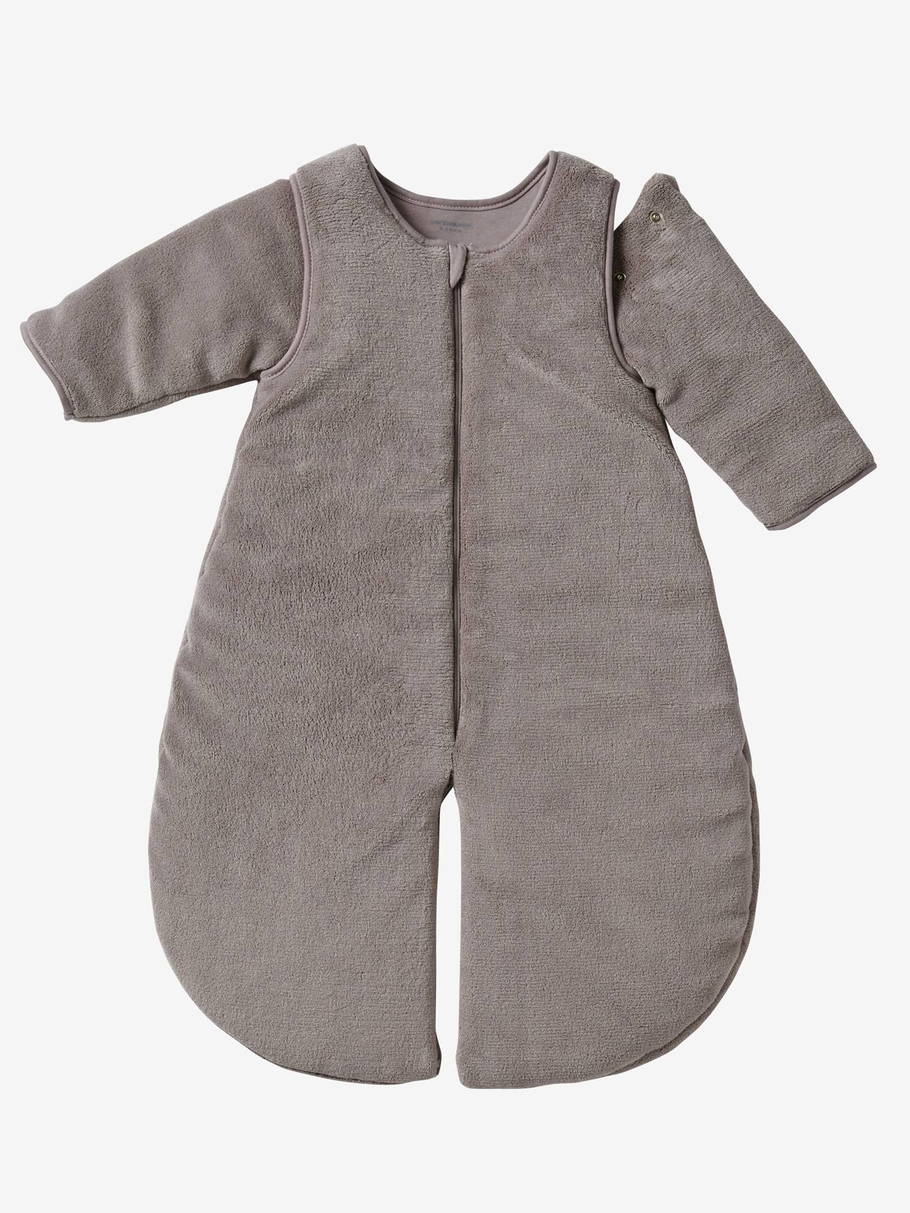 Vertbaudet - Combinaison de transport polaire microfibre, manches amovibles taupe
